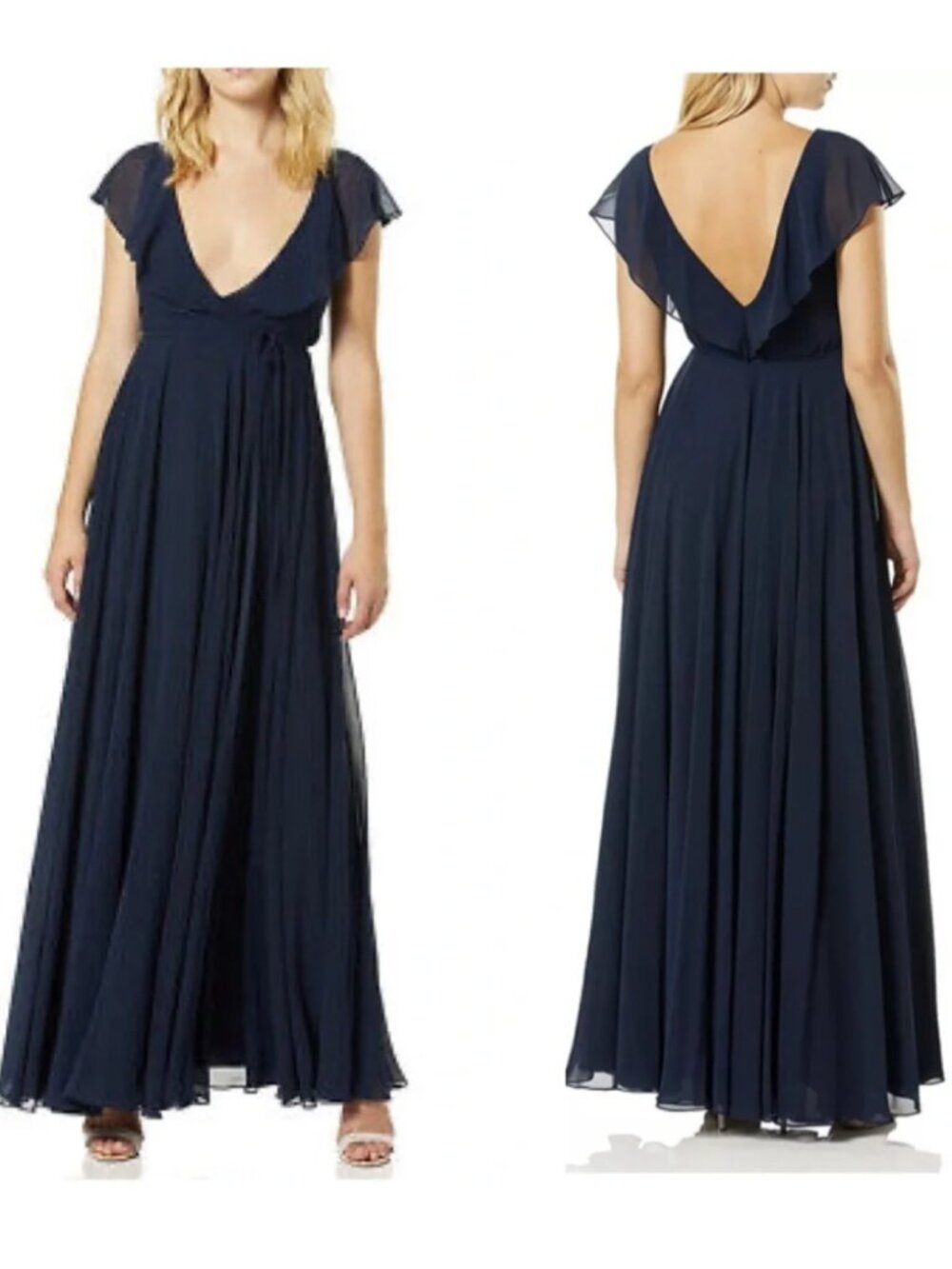Jenny Yoo Faye Chiffon Holiday Wedding Formal Dress in Black - US10